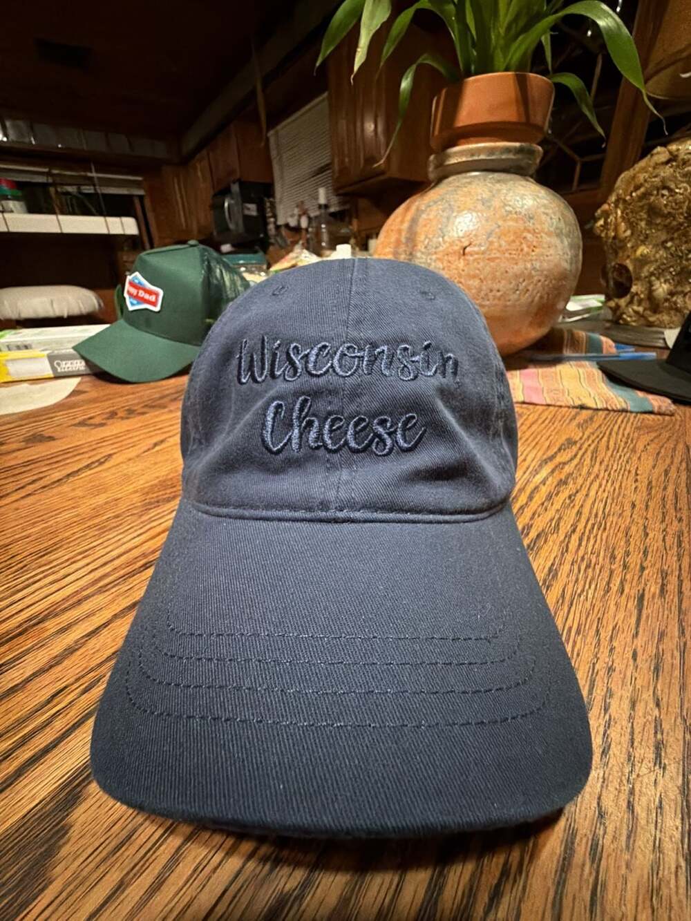 Wisconsin Cheese Blue Embroidered Dad Hat Strapback Cap